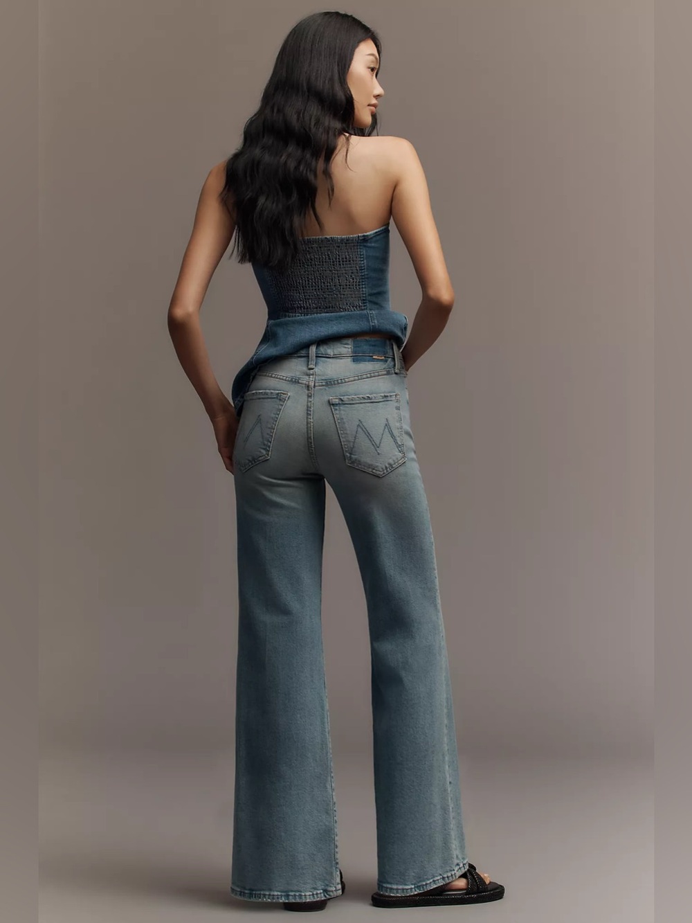 Lil’ MOTHER The Tomcat Roller High-Rise Wide-Leg Jeans I Confess 24 Petite - Picture 3 of 4